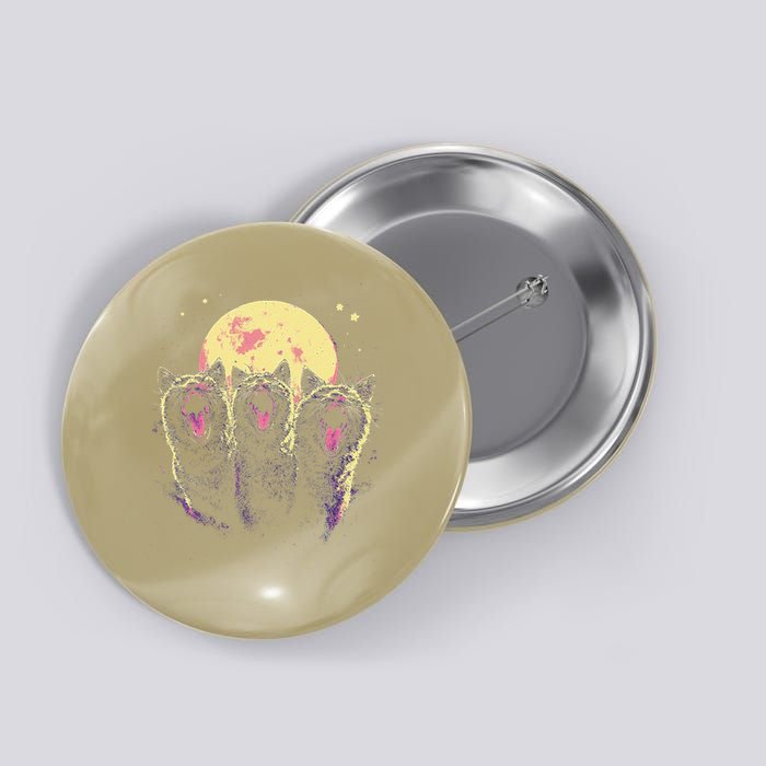 Three Headed Cat Meme Hiss Meowing Full Moon Phase Button