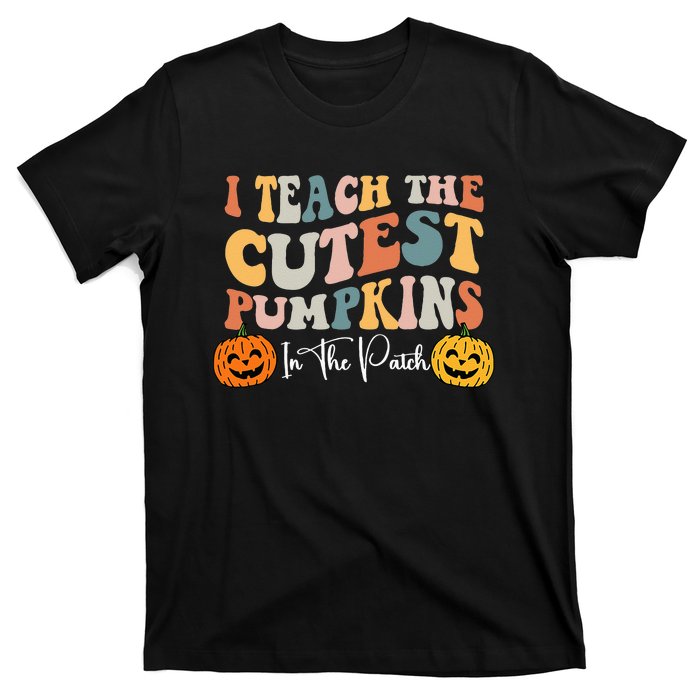 Teacher Halloween Cutest Pumpkins Retro Teacher Fall T-Shirt