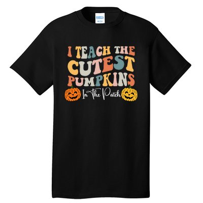 Teacher Halloween Cutest Pumpkins Retro Teacher Fall Tall T-Shirt