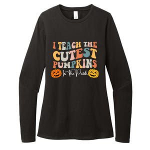 Teacher Halloween Cutest Pumpkins Retro Teacher Fall Womens CVC Long Sleeve Shirt