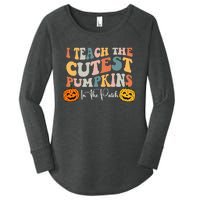 Teacher Halloween Cutest Pumpkins Retro Teacher Fall Women's Perfect Tri Tunic Long Sleeve Shirt