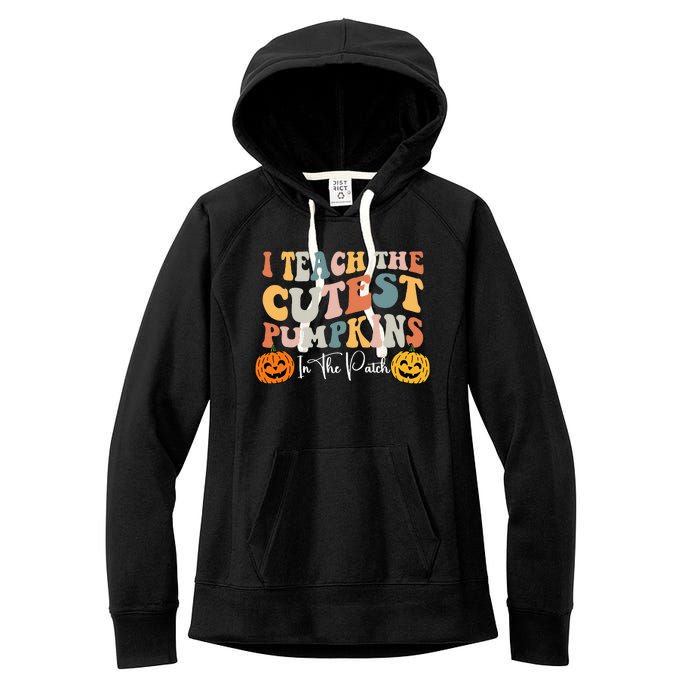 Teacher Halloween Cutest Pumpkins Retro Teacher Fall Women's Fleece Hoodie