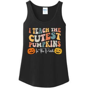 Teacher Halloween Cutest Pumpkins Retro Teacher Fall Ladies Essential Tank