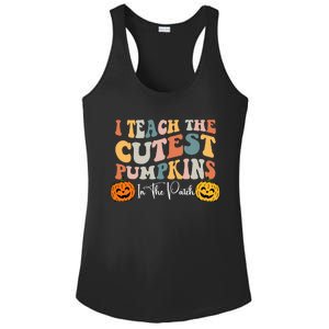 Teacher Halloween Cutest Pumpkins Retro Teacher Fall Ladies PosiCharge Competitor Racerback Tank