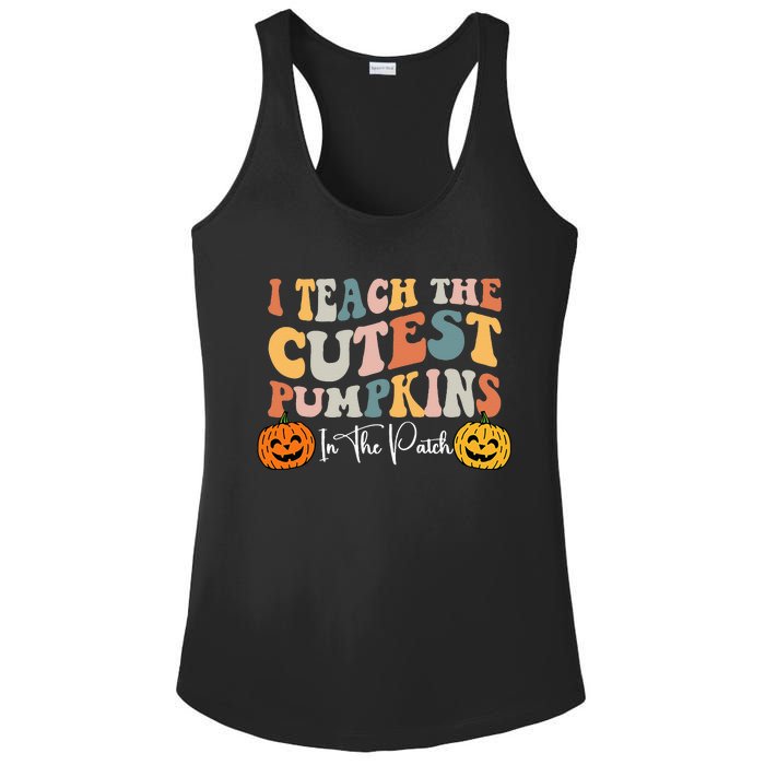 Teacher Halloween Cutest Pumpkins Retro Teacher Fall Ladies PosiCharge Competitor Racerback Tank