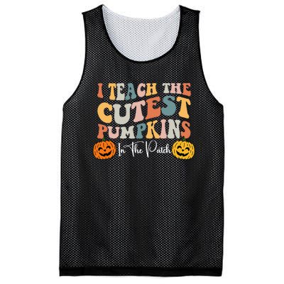 Teacher Halloween Cutest Pumpkins Retro Teacher Fall Mesh Reversible Basketball Jersey Tank