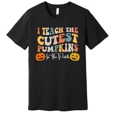 Teacher Halloween Cutest Pumpkins Retro Teacher Fall Premium T-Shirt