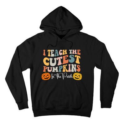 Teacher Halloween Cutest Pumpkins Retro Teacher Fall Tall Hoodie