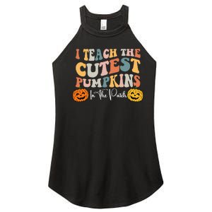 Teacher Halloween Cutest Pumpkins Retro Teacher Fall Women's Perfect Tri Rocker Tank