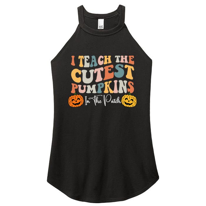 Teacher Halloween Cutest Pumpkins Retro Teacher Fall Women's Perfect Tri Rocker Tank