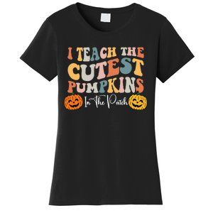 Teacher Halloween Cutest Pumpkins Retro Teacher Fall Women's T-Shirt