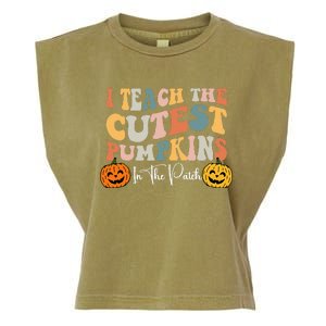 Teacher Halloween Cutest Pumpkins Retro Teacher Fall Garment-Dyed Women's Muscle Tee