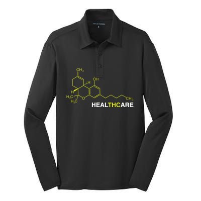 Thc Healthcare Cannabis Medical Marijuana Silk Touch Performance Long Sleeve Polo