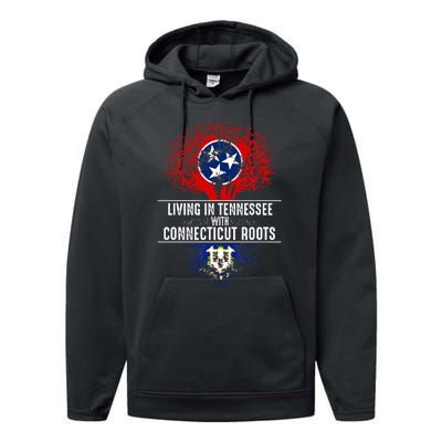 Tennessee Home Connecticut Roots State Tree Flag Performance Fleece Hoodie