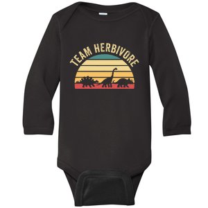 Team Herbivore Cute Dinosaur Baby Long Sleeve Bodysuit