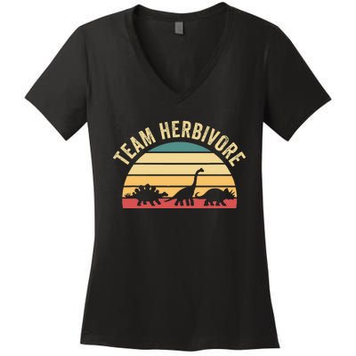 Team Herbivore Cute Dinosaur Women's V-Neck T-Shirt