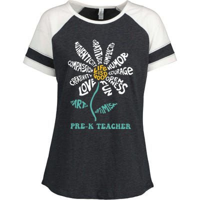 Teacher Humor Courage Openness Fun Love Enza Ladies Jersey Colorblock Tee