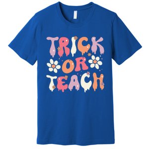 Teacher Halloween Costume Trick Or Teach Ghost Groovy 70s Premium T-Shirt