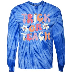 Teacher Halloween Costume Trick Or Teach Ghost Groovy 70s Tie-Dye Long Sleeve Shirt