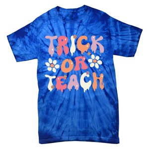 Teacher Halloween Costume Trick Or Teach Ghost Groovy 70s Tie-Dye T-Shirt