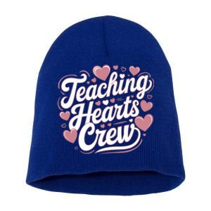 Teaching Hearts Crew Love Heart Teacher Funny Valentines Great Gift Short Acrylic Beanie