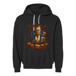 Trump Halloween Costume Scary President Garment-Dyed Fleece Hoodie