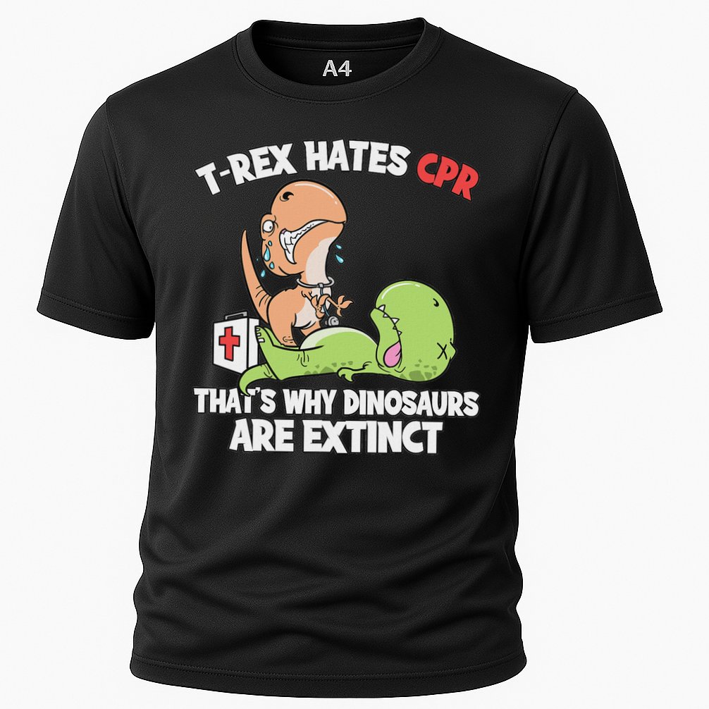 Trex Hates Cpr Dinosaur Nurse Cooling Performance Crew T-Shirt