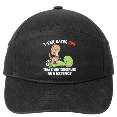 Trex Hates Cpr Dinosaur Nurse 7-Panel Snapback Hat