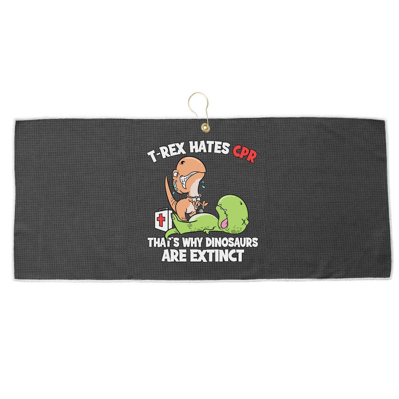 Trex Hates Cpr Dinosaur Nurse Large Microfiber Waffle Golf Towel