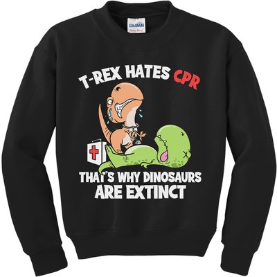 Trex Hates Cpr Dinosaur Nurse Kids Sweatshirt