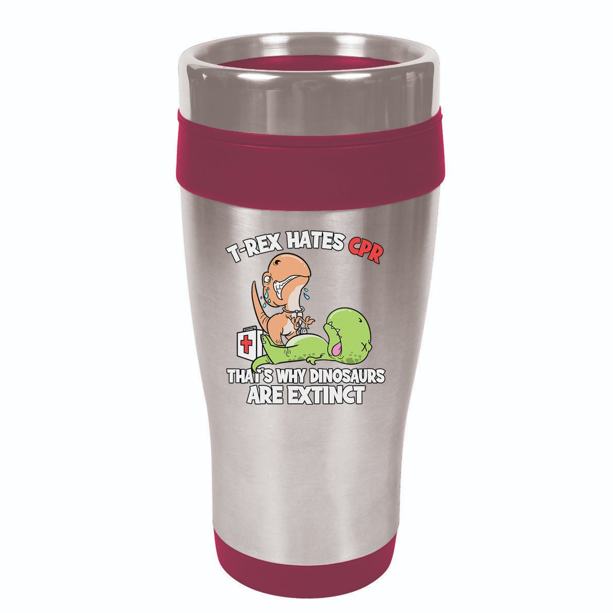 Trex Hates Cpr Dinosaur Nurse 16oz Travel Tumbler
