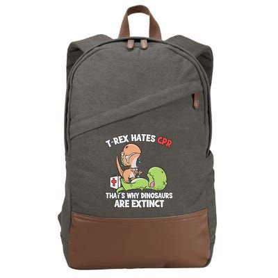 Trex Hates Cpr Dinosaur Nurse Cotton Canvas Backpack
