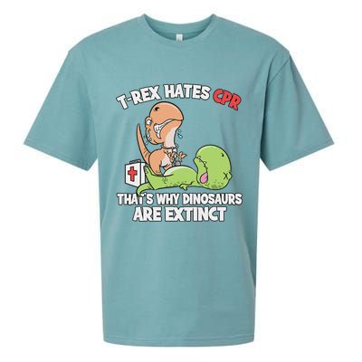 Trex Hates Cpr Dinosaur Nurse Sueded Cloud Jersey T-Shirt