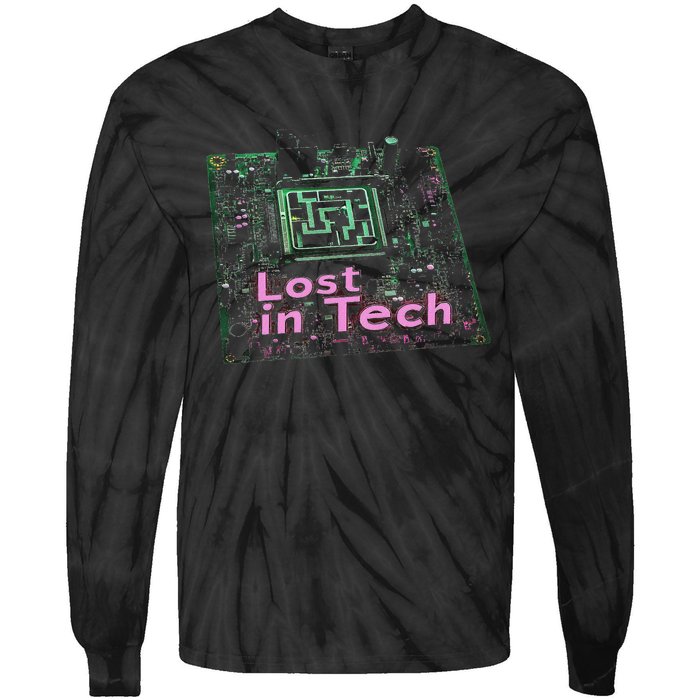 Tech Humor Computer Nerd Tie-Dye Long Sleeve Shirt