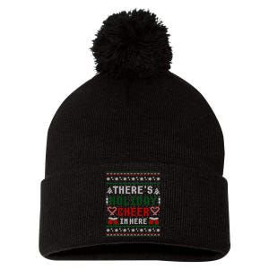 ThereS Holiday Cheer In Here Christmas Ugly Pom Pom 12in Knit Beanie