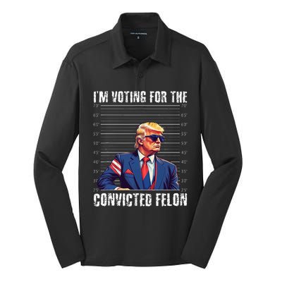 Trump Height Chart Gift I Am Voting Convicted Felon Silk Touch Performance Long Sleeve Polo