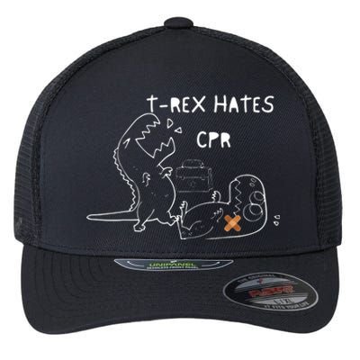 Trex Hates Cpr Dinosaurs Funny Nurse Flexfit Unipanel Trucker Cap