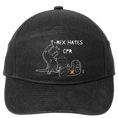 Trex Hates Cpr Dinosaurs Funny Nurse 7-Panel Snapback Hat