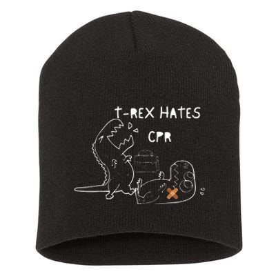 Trex Hates Cpr Dinosaurs Funny Nurse Short Acrylic Beanie