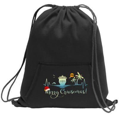 Tropical Heartbeat Christmas Cruise 2024 Merry Cruisemas Sweatshirt Cinch Pack Bag