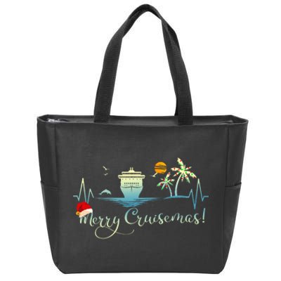 Tropical Heartbeat Christmas Cruise 2024 Merry Cruisemas Zip Tote Bag