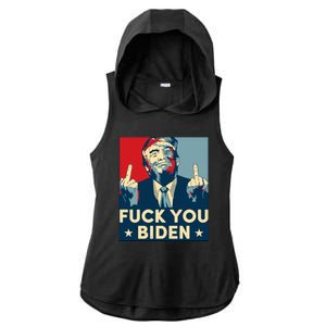 Trump Hope Design Fuck You Biden Ladies PosiCharge Tri-Blend Wicking Draft Hoodie Tank