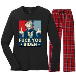 Trump Hope Design Fuck You Biden Women's Long Sleeve Flannel Pajama Set 