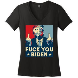 Trump Hope Design Fuck You Biden Women's V-Neck T-Shirt