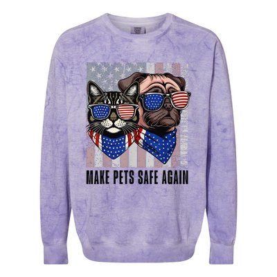 Trump Harris Debate Eating The Dogs Cat Make Pets Safe Again Colorblast Crewneck Sweatshirt