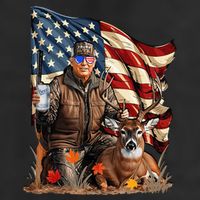 Trump Hunting Deer Funny Beer Drinking Beer Hunting 7 Panel Mesh Trucker Snapback Hat