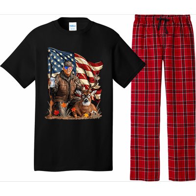 Trump Hunting Deer Funny Beer Drinking Beer Hunting Pajama Set