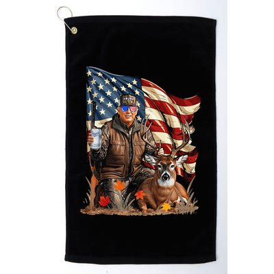 Trump Hunting Deer Funny Beer Drinking Beer Hunting Golf Towel