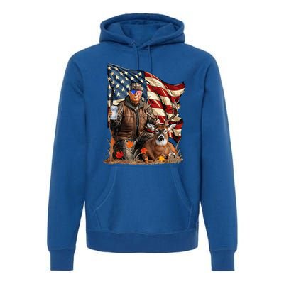 Trump Hunting Deer Funny Beer Drinking Beer Hunting Premium Hoodie