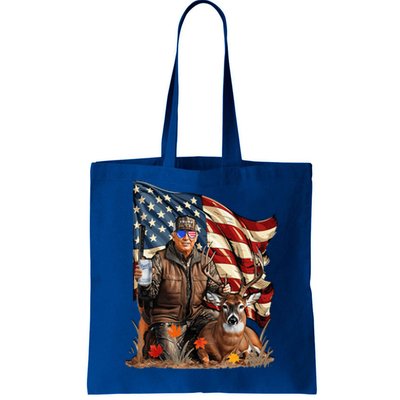 Trump Hunting Deer Funny Beer Drinking Beer Hunting Tote Bag